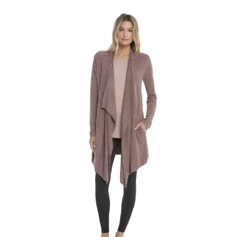 Barefoot Dreams Cozychic Lite Island Wrap Cardigan Style 903 Pockets Brown S/M